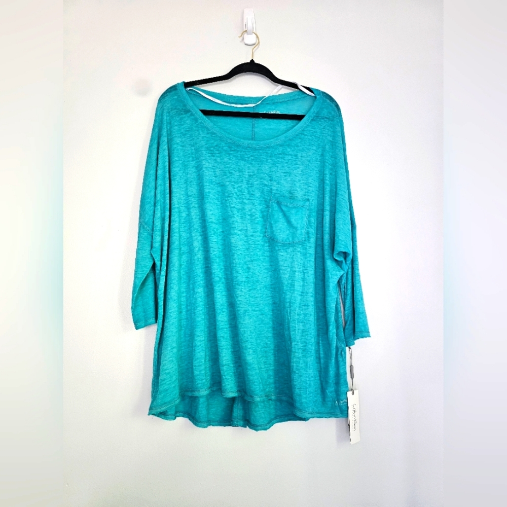 Azure Calvin Klein Performance 3/4 Sleeve Top